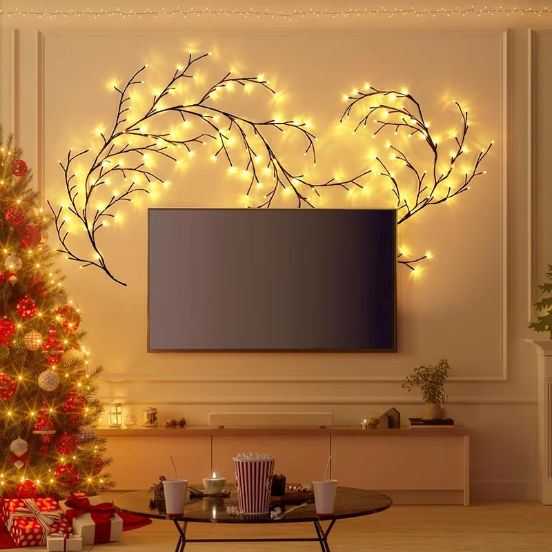 New LED Rattan Twig Lights Bendable Christmas Tree Branch Lights Indoor Wall Decor Romantic Ambiance Lighting Home Decoration