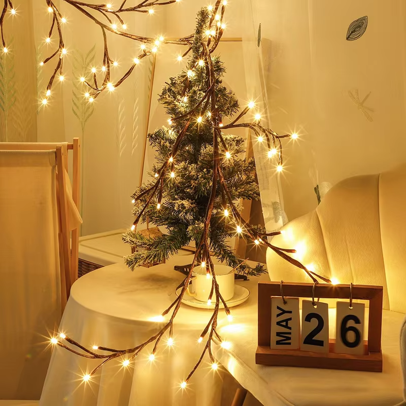 New LED Rattan Twig Lights Bendable Christmas Tree Branch Lights Indoor Wall Decor Romantic Ambiance Lighting Home Decoration