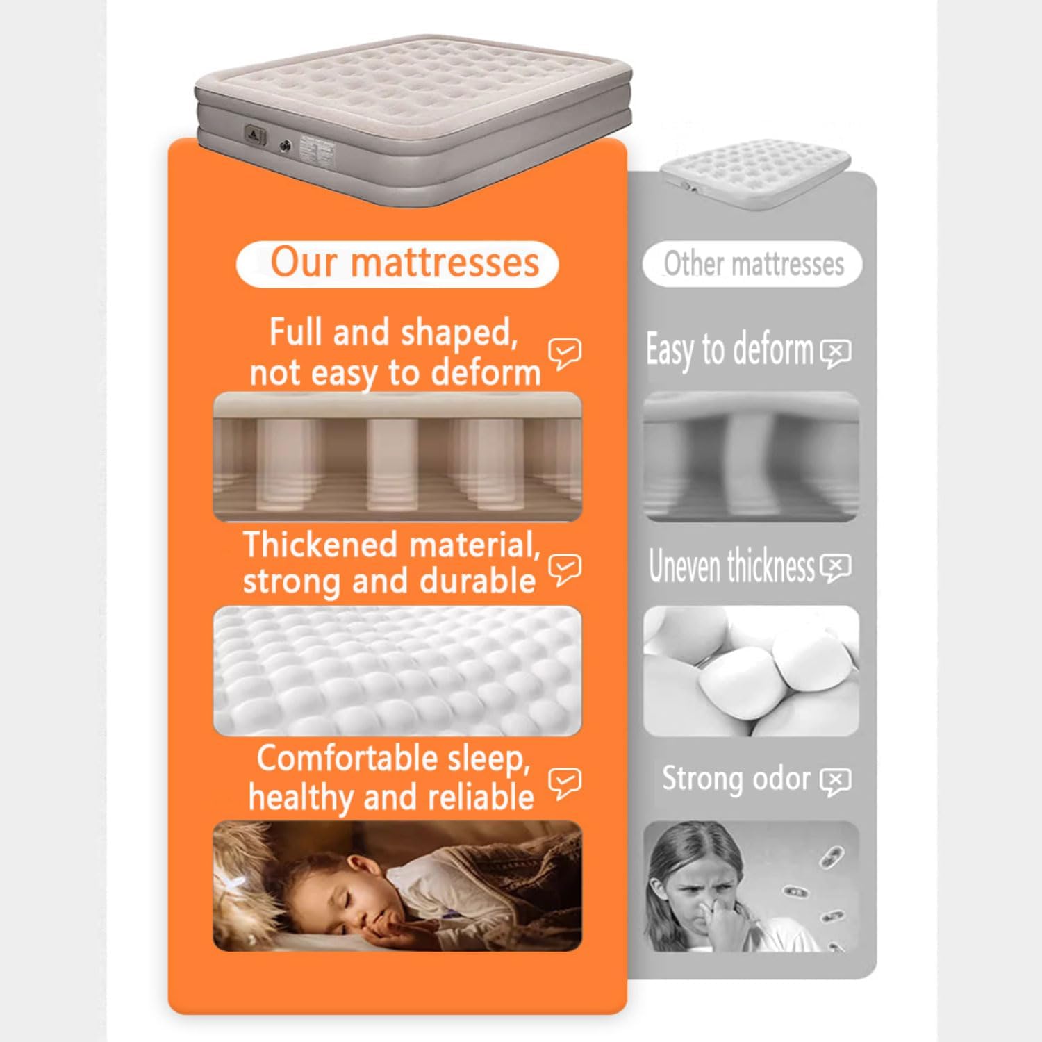 Intex Airbed Inflatable Mattress with Built-in Pump Soft Durable Portable Folding Air Bed Portable Blow up Mattress Low High Size 150x195x25/40cm for Camping, Home and Guest