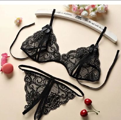 Women Crotchless Lace pattern thin strap hollowed-out lingerie set for Sex Gift for Girlfriend Wife (50-70KG)YD-1