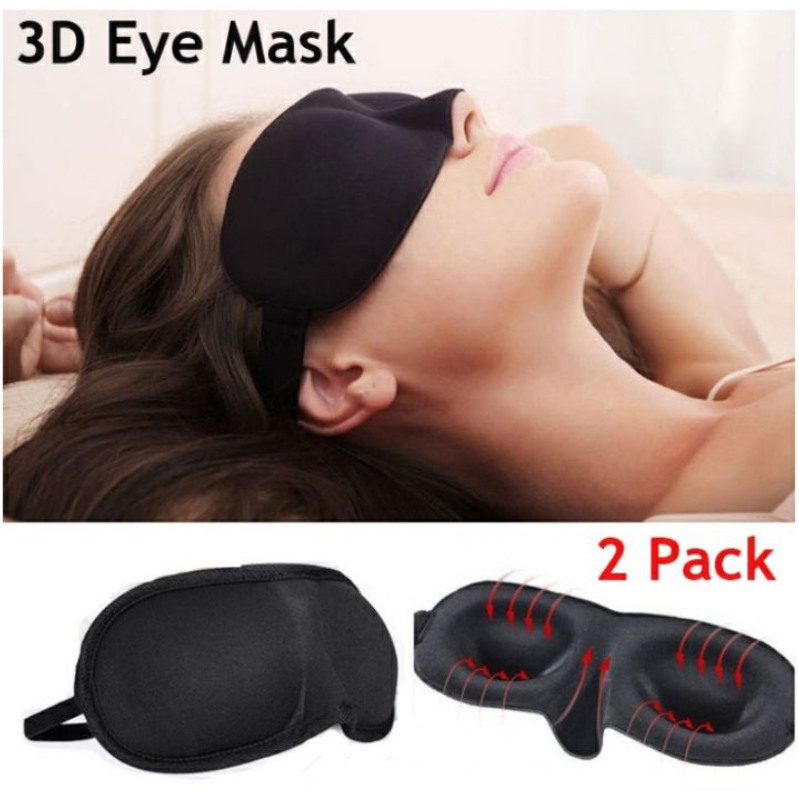 1Pair (2 Pack) 3D Eye Mask Travel Soft Padded Sleep Shade Cover Rest Relax Sleeping Blindfold
