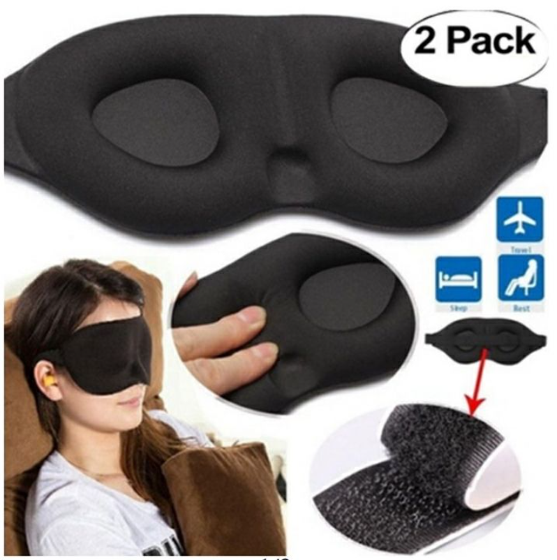 1Pair (2 Pack) 3D Eye Mask Travel Soft Padded Sleep Shade Cover Rest Relax Sleeping Blindfold