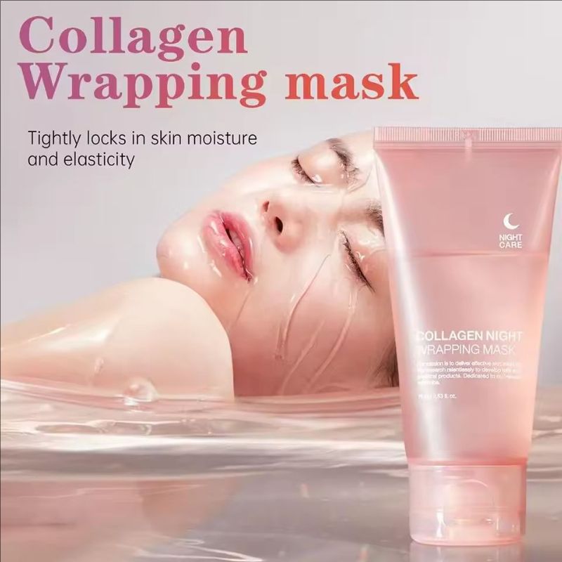 Hydrolyzed Collagen Overnight Facial Mask Wrapping Peel-Off Mask Hydrating Firming Mask for Elasticity Reduces Sagging Dullness