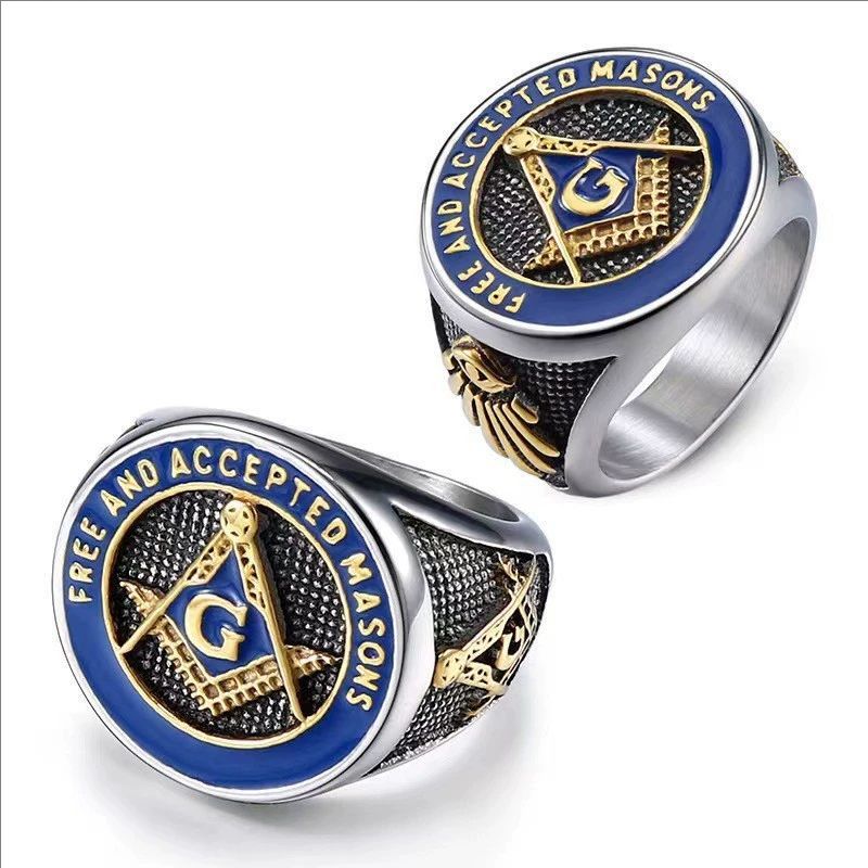 Original Design Freemason Logo Retro Silver Unisex Rings Promotion Jewelry For Women Men Gifts Masonic Rings