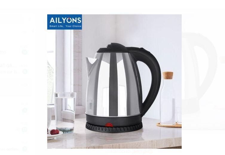 Ailyons Cordless Stainless Steel Electric Kettle, Automatic Hot Water Boiler or Heater Jug Auto Shutoff