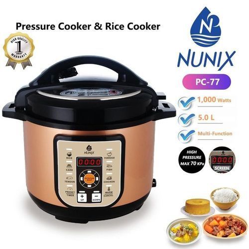 Nunix Multi-functional Kitchen Electric Pressure Cooker and Rice Cooker Explosive Proof 5L PC-77 1000W High Pressure Maximum 70KPa