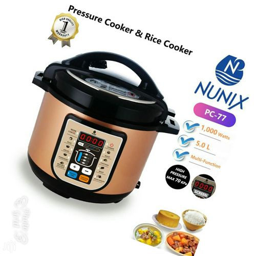 Nunix Multi-functional Kitchen Electric Pressure Cooker and Rice Cooker Explosive Proof 5L PC-77 1000W High Pressure Maximum 70KPa
