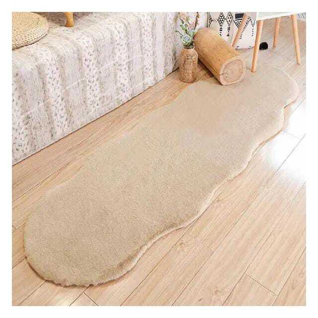 Ultra Soft Rabbit Fur Carpet  Bedside or Decor Carpet Super soft and Sleek irregular Mat  60×180cm