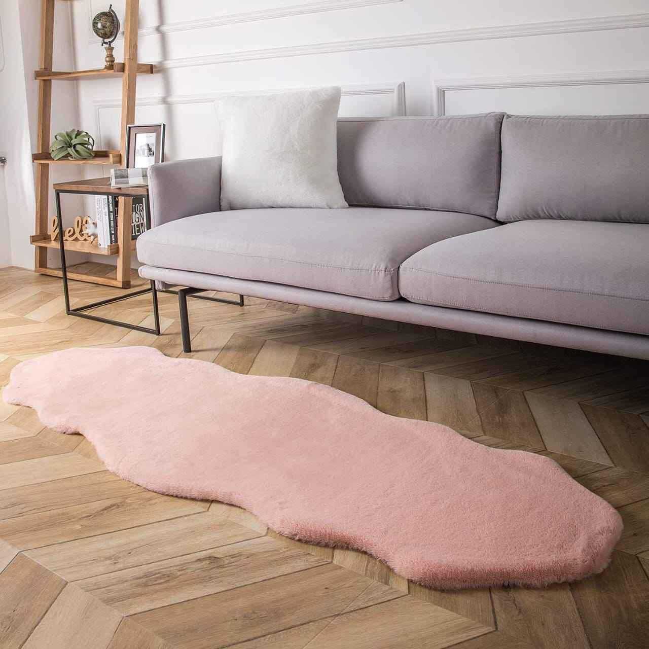 Ultra Soft Rabbit Fur Carpet  Bedside or Decor Carpet Super soft and Sleek irregular Mat  60×180cm