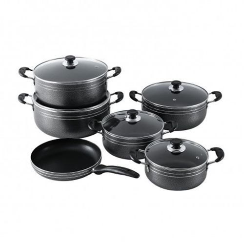 TC 11Pcs Non-Stick Granite Cooking Pot Sufuria With Pan Cookware Set can be used as Serveware Set (Serving Dish) 5 Pots, 5 Lids and One Pan