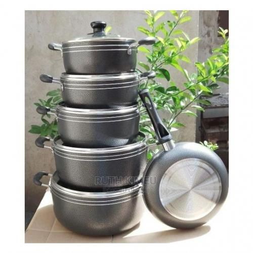 TC 11Pcs Non-Stick Granite Cooking Pot Sufuria With Pan Cookware Set can be used as Serveware Set (Serving Dish) 5 Pots, 5 Lids and One Pan