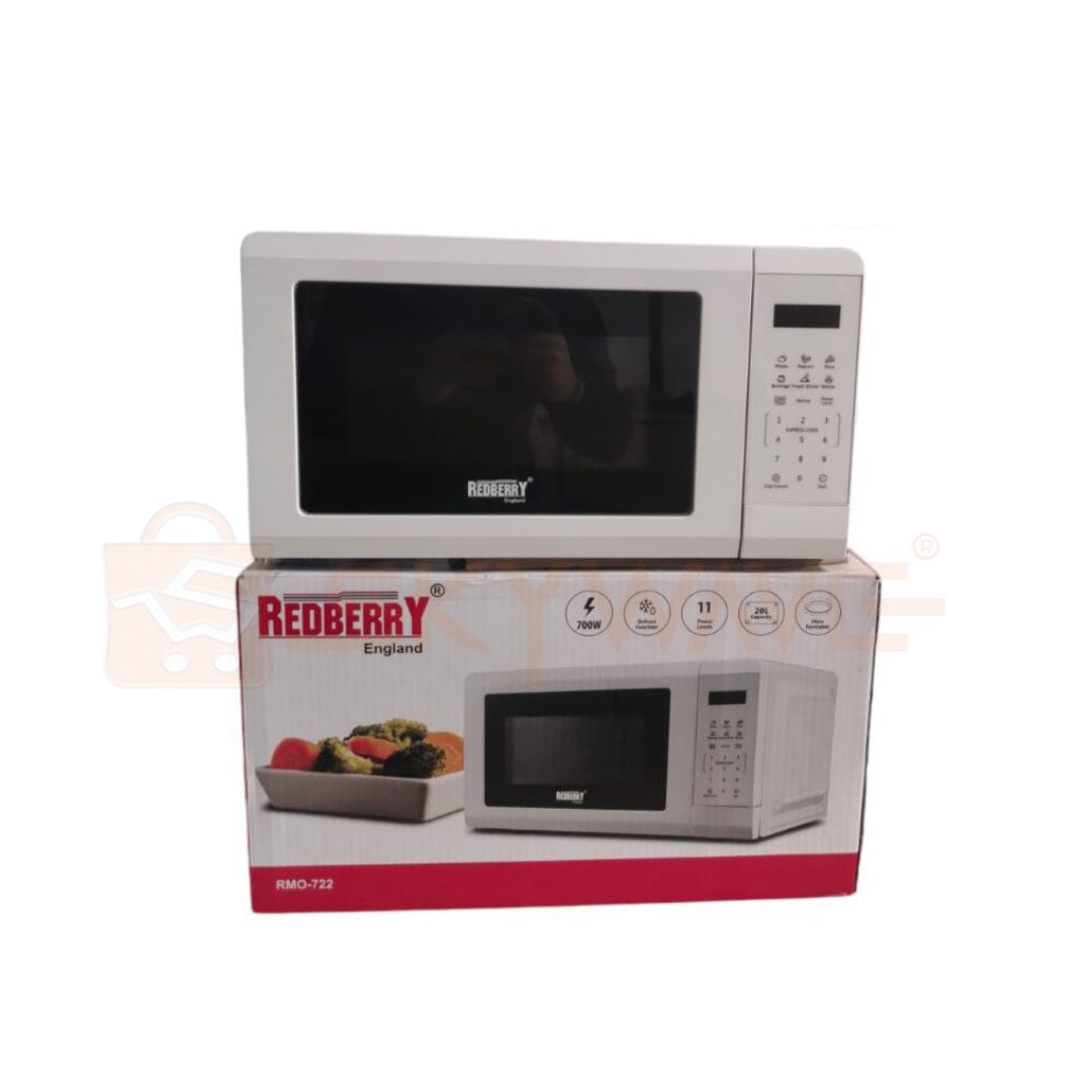 Redberry 20L Microwave Oven with Defrost Function Digital Control Push Button Door and Cooking End Signal 700W