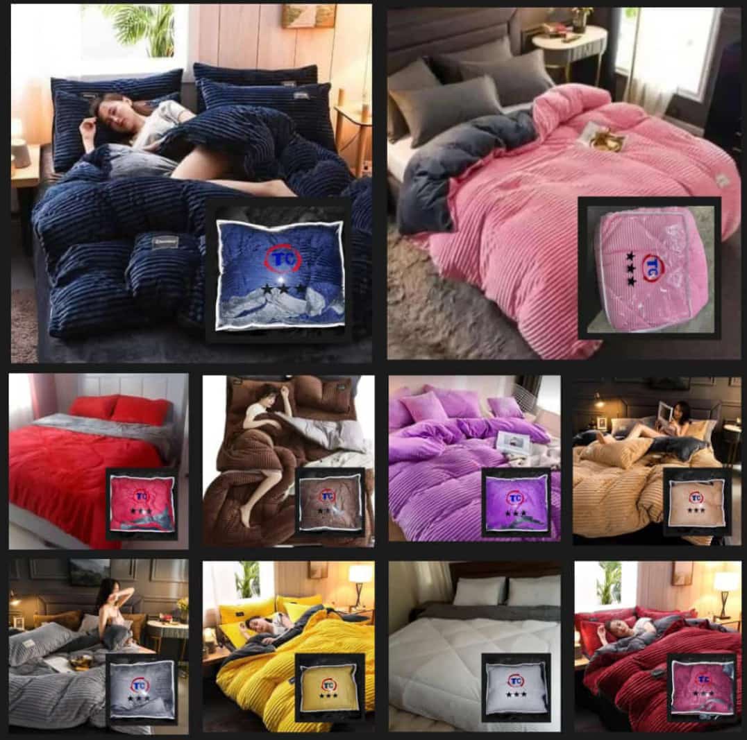 4pcs of 6*7 Velvet duvet Set Comes as 1pc of Comforter, 1pc of Bedsheet and 2pcs of Pillow Cases Bedding Set