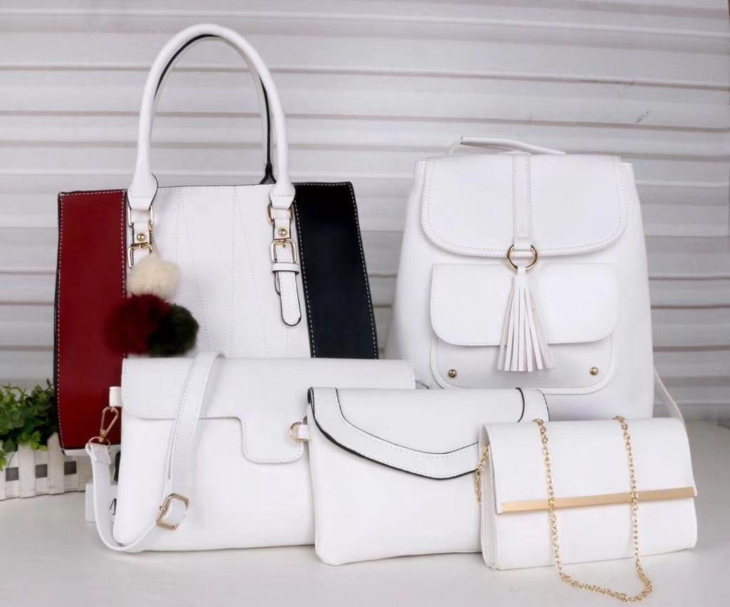 5in1 Classic Trendy Ladies Handbag Women Shoulder Bag Strap Adjustable Fashion Bag Zipper Closure Girls Crossbody Bag with Purse or Wallet and Sling Bag