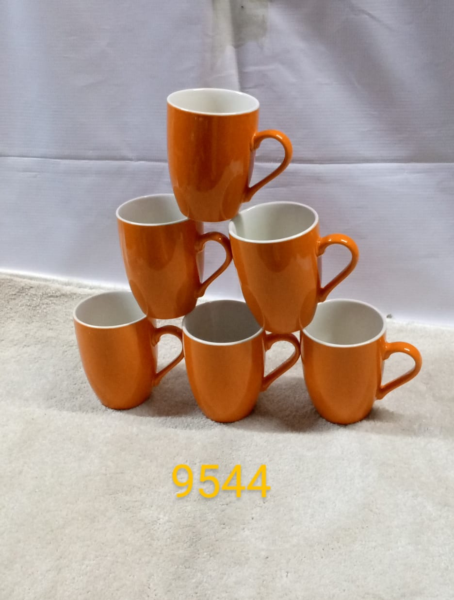 12pcs a Dozen of Orange Plain Mugs Classic Ceramic Tea, milk or Water Cups