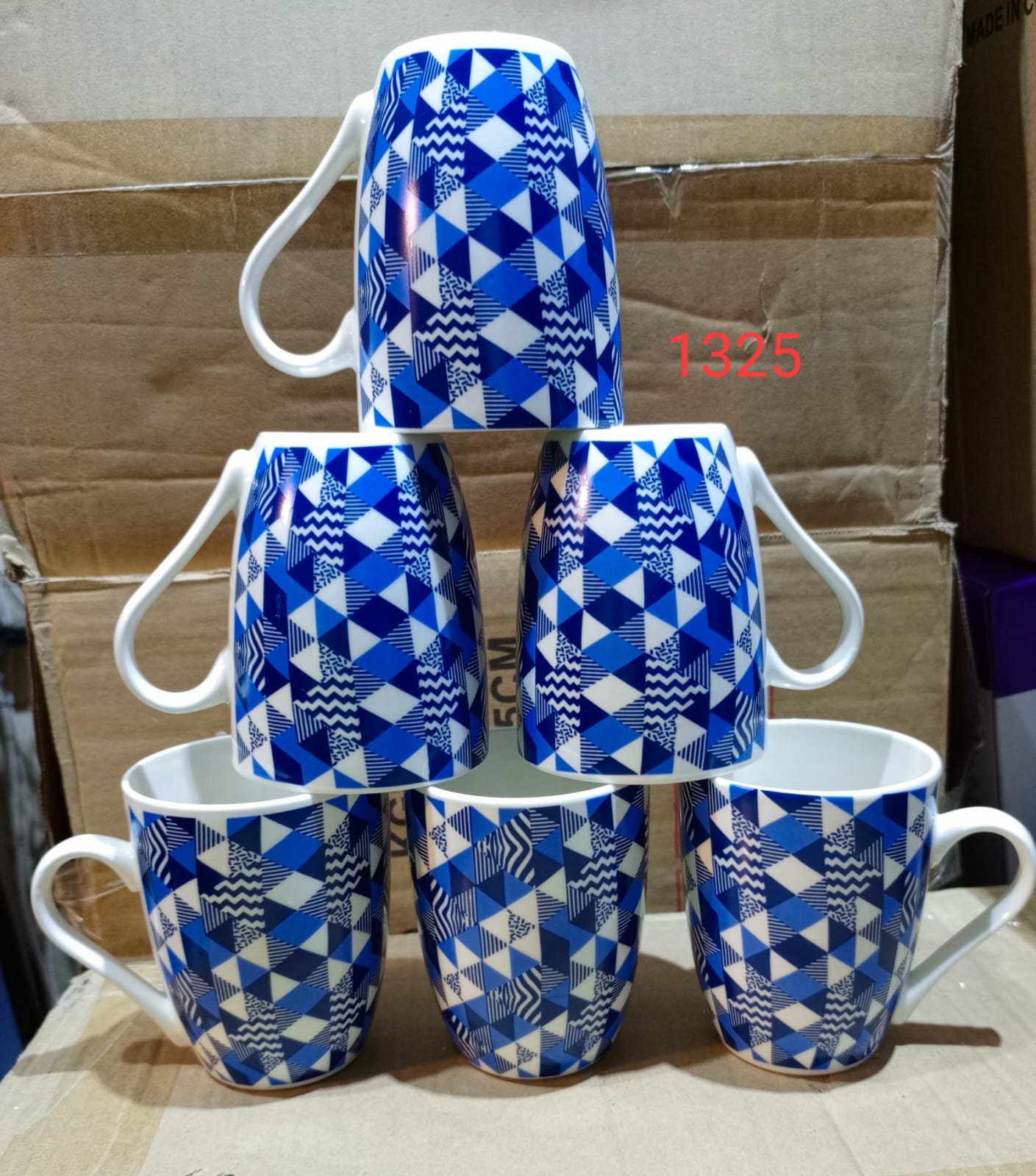 12pcs a Dozen of Blue Print kaulo Mugs Classic Ceramic Tea, milk or Water Cups