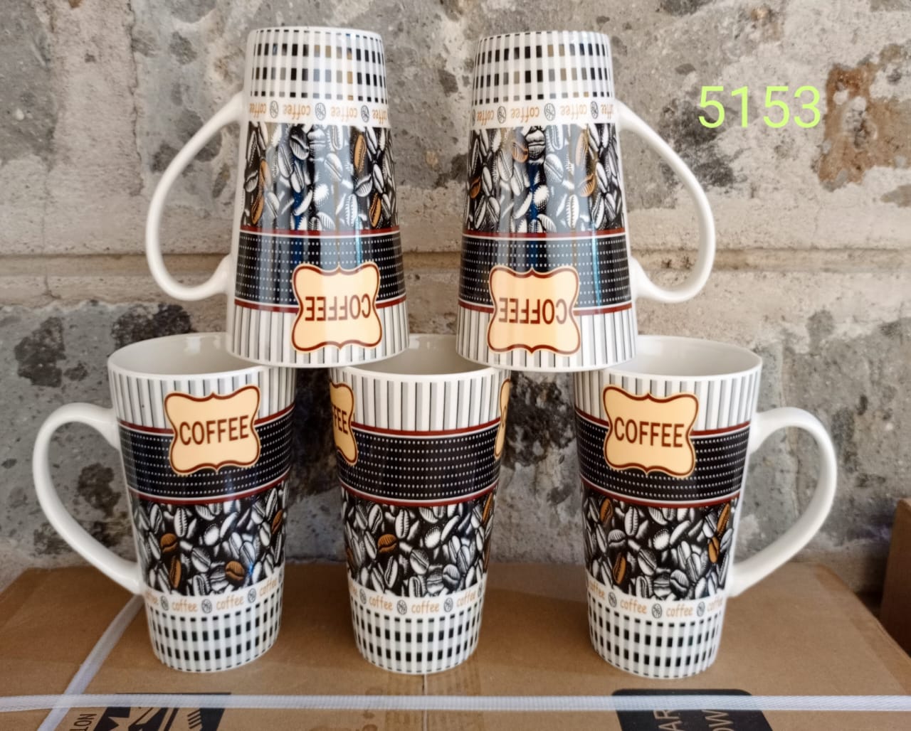12pcs a Dozen of Ceramic Long Coffee Mugs Elegant Tea, Milk or Water Cups