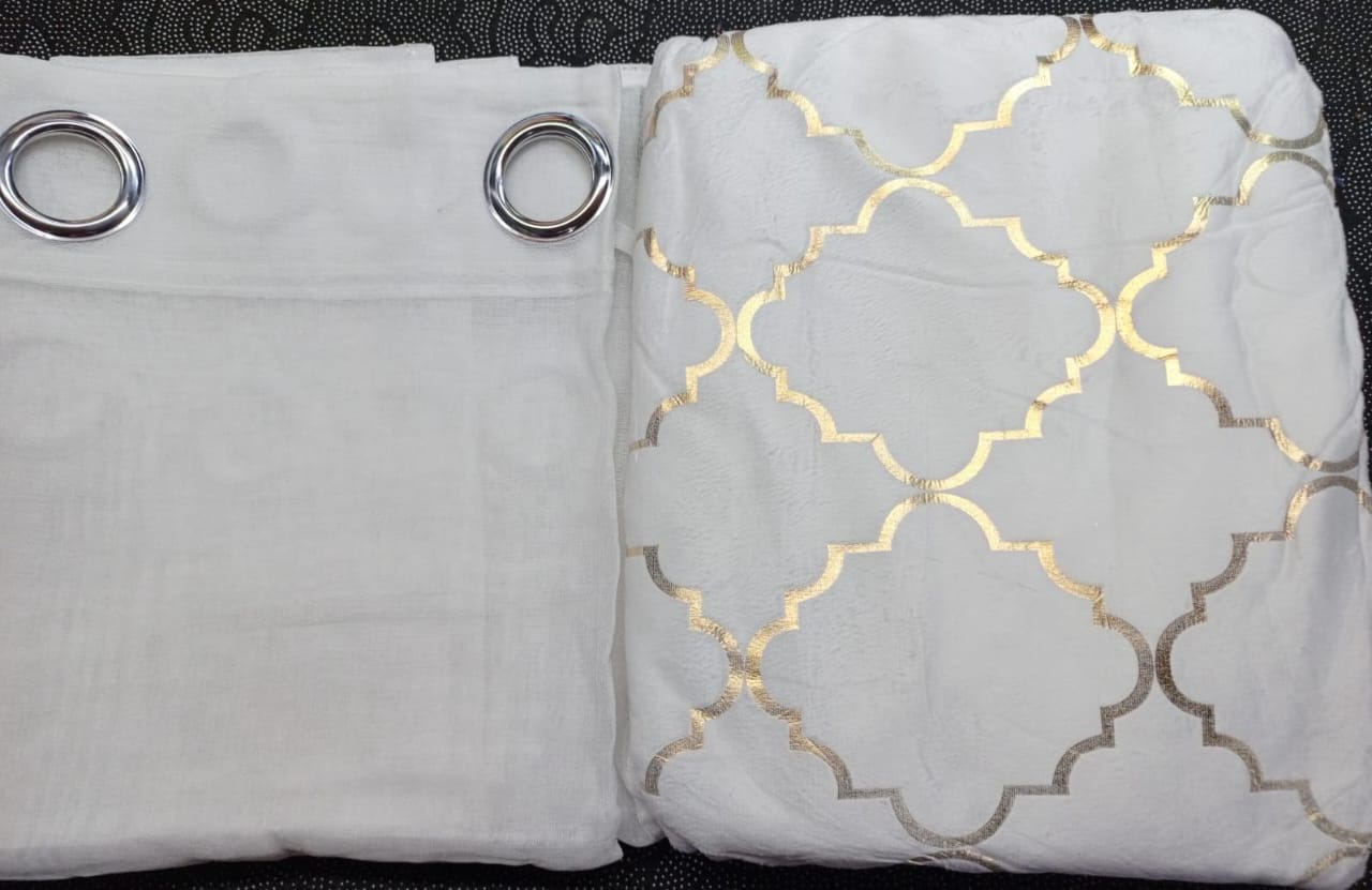 3 pcs marble velvet Door or Windows curtains comes as 2pcs Curtains each 1.5m and 1pc Sheer 3m