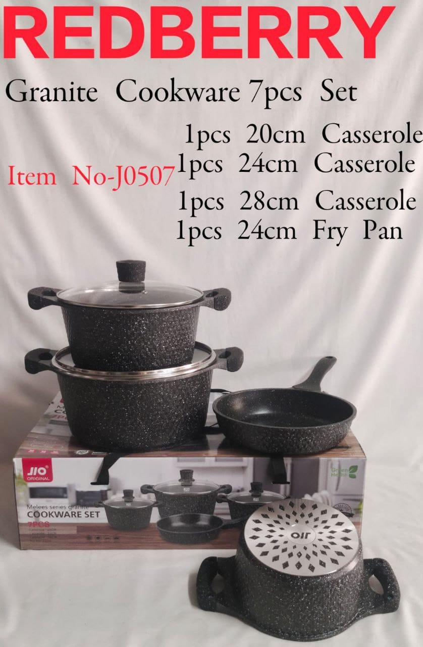 Redberry 10 pieces Granite Coating Premier Range of Non Stick sufuria cookware set modern Cooking Pots can be used as Serving Pot or Serveware Dish Set