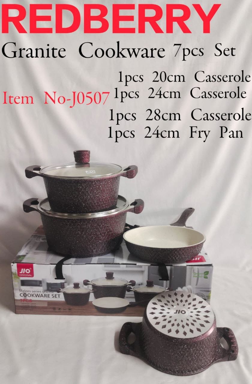 Redberry 10 pieces Granite Coating Premier Range of Non Stick sufuria cookware set modern Cooking Pots can be used as Serving Pot or Serveware Dish Set