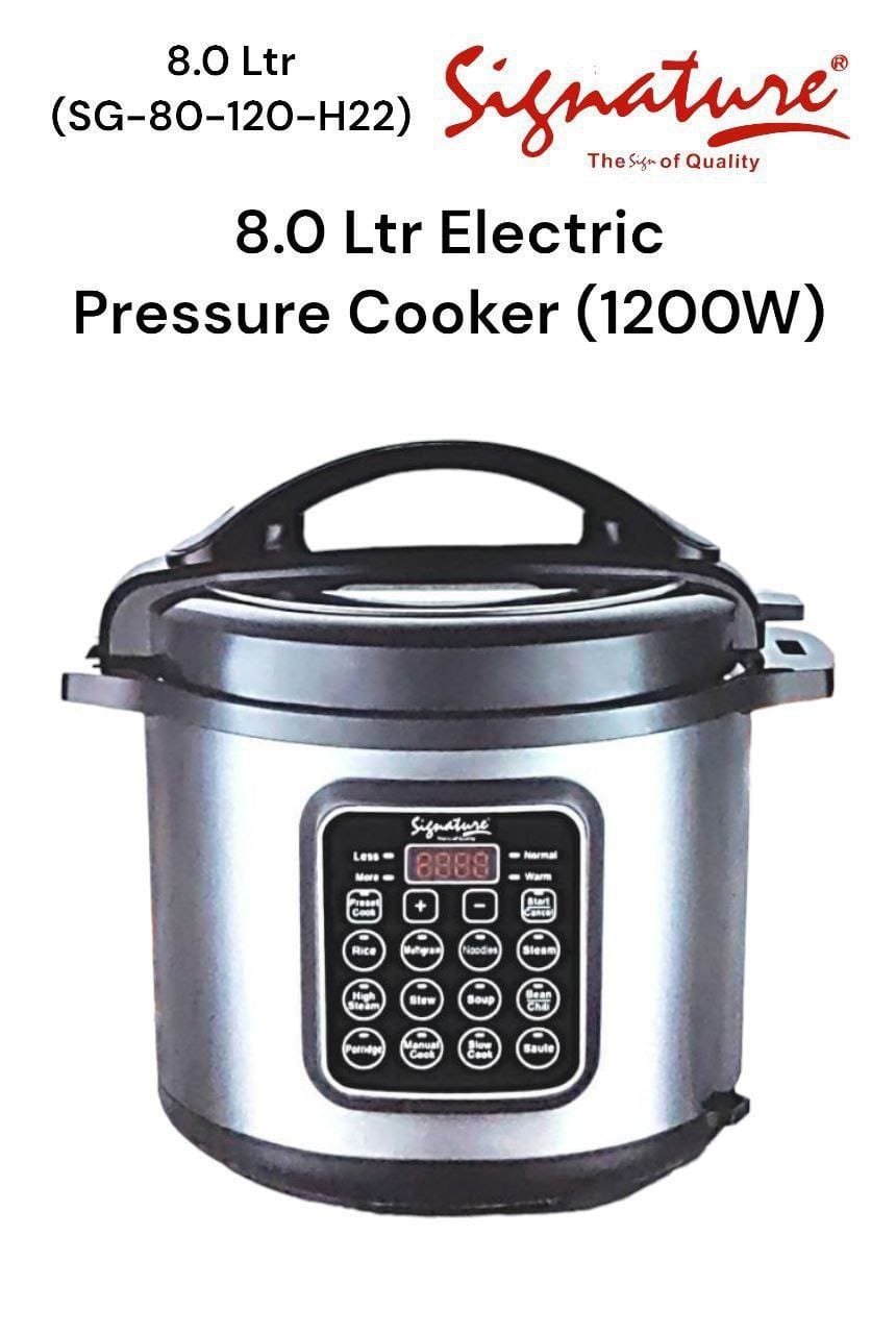 Signature Electric Pressure Cooker Premier Range of Home Appliances 8Ltrs Powered by 1200W