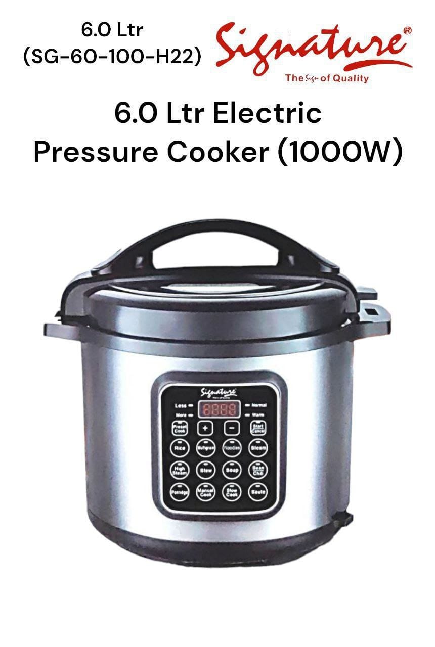 Signature Electric Pressure Cooker Premier Range of Home Appliances 6Ltrs Powered by 1000W