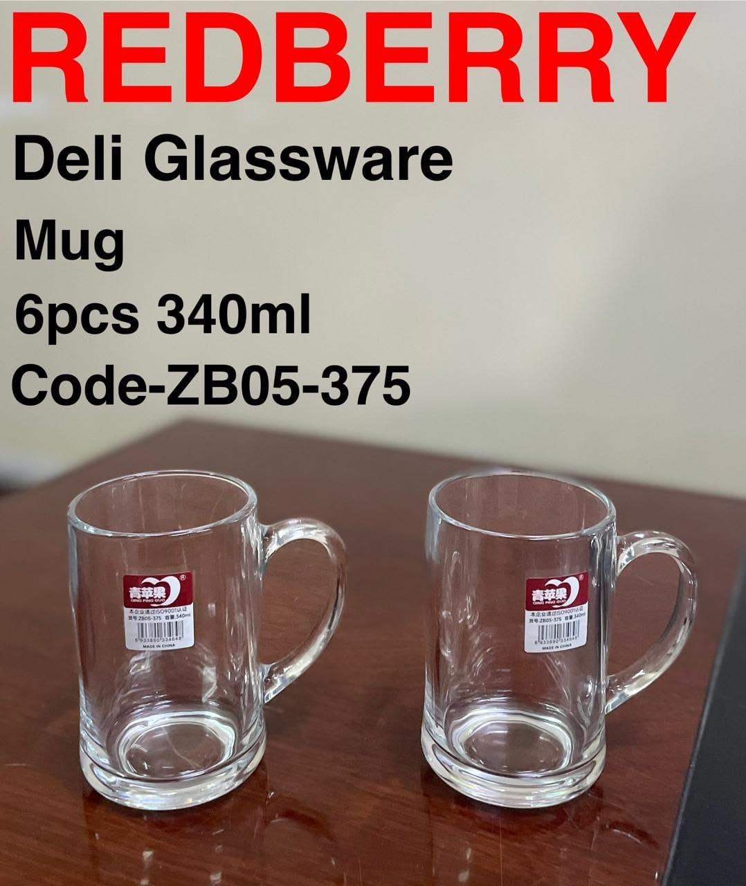 6pcs of Deli Glassware Glass Mug 340ML Crystal Clear Tumblers Cups for Drinks, Cocktails and More