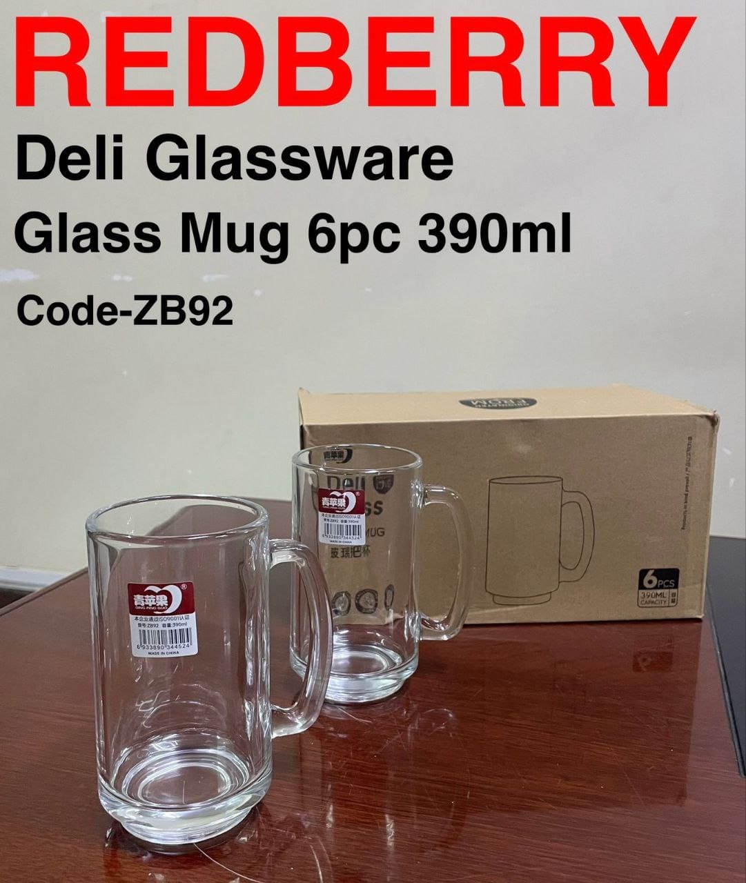 6pcs of Deli Glassware Glass Mug 320ML Crystal Clear Tumblers Cups for Drinks, Cocktails and More