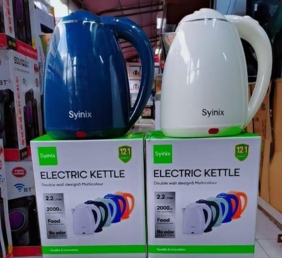 Syinix 2.2ltrs Double wall Design Stainless Steel Electric Kettle with 2000W Automatic Hot Water Boiler or Heater Jug Auto Shutoff