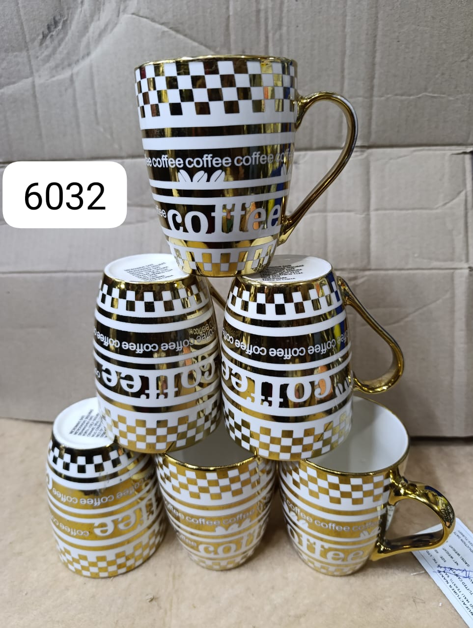 A Set of 6pcs or Dozen 12pcs Classic Tea, Coffee, Water or Juice Glass Mugs Attractive Fashionable Light & Portable Chips immune Dishwasher risk-free Cups