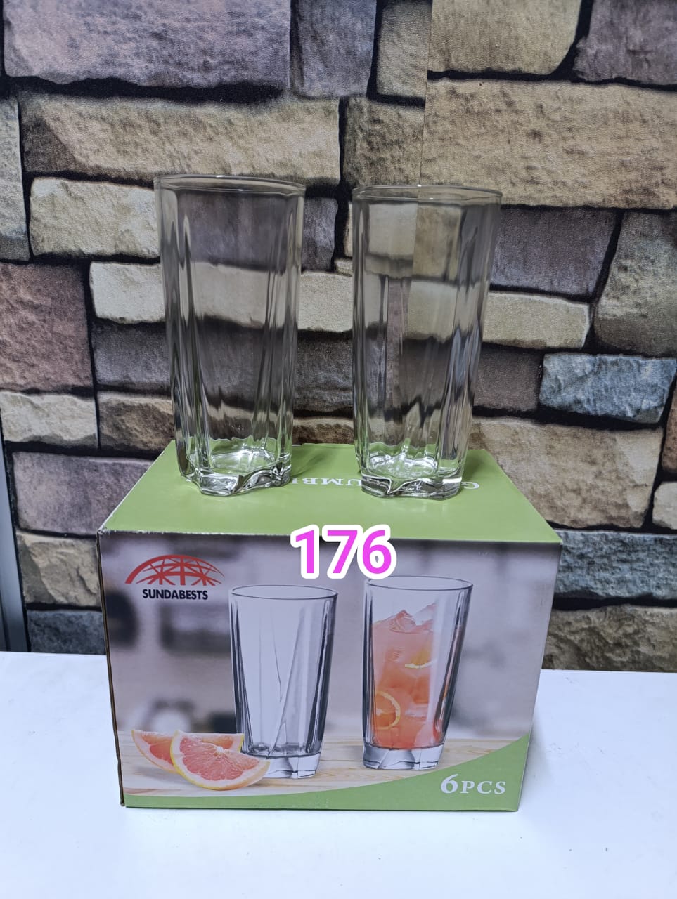 Sunda 6pcs or 12pcs a set of Drinking Glasses Kitchen Juice, Water Glass Cups  Glass