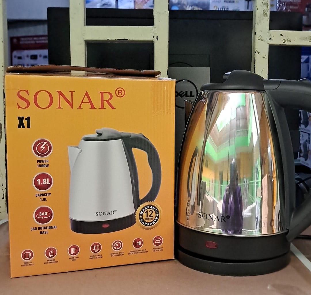 Sonar  1.8ltrs Stainless Steel  Electric Kettle Automatic Hot Water Boiler or Heater Jug Auto Shutoff 1500W