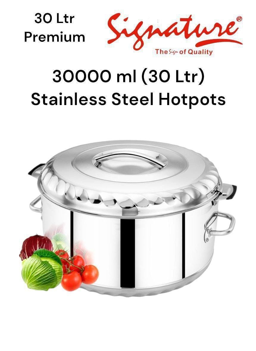 30000 ml (30 Ltr) Signature  Premium Stainless Steel Hotpots Serveware Set Serve Hot or Cold