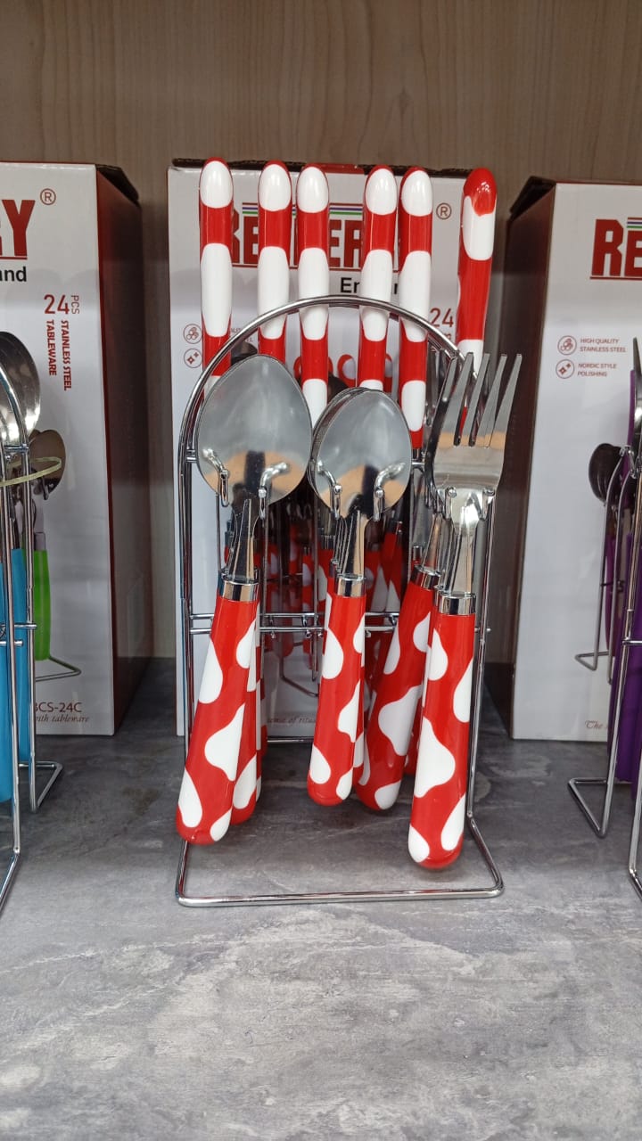 Premium Range of 24pcs a Set  Cuttlery Set Heavy Duty Stainless Steel Tableware Nordic Style Polishing Cutlery Set Spoons, Forks, Knives and Teaspoons