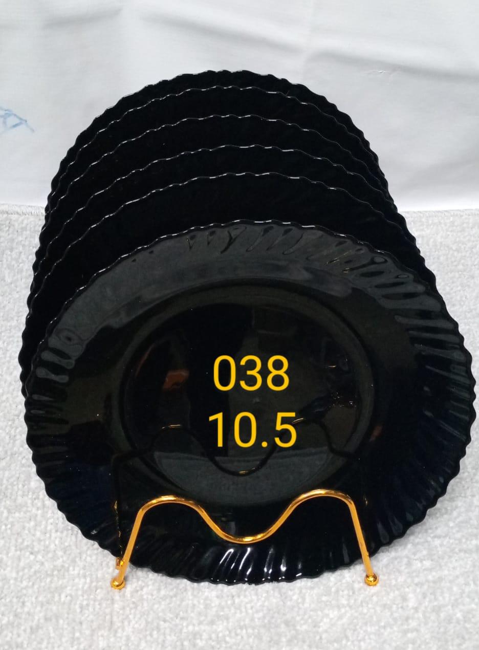 6Pcs of 10.5" Classique Black Full Plates Rice Dinner Plates Set Extra Strong Light and portable Multiple use Easy to clean Microwave safe