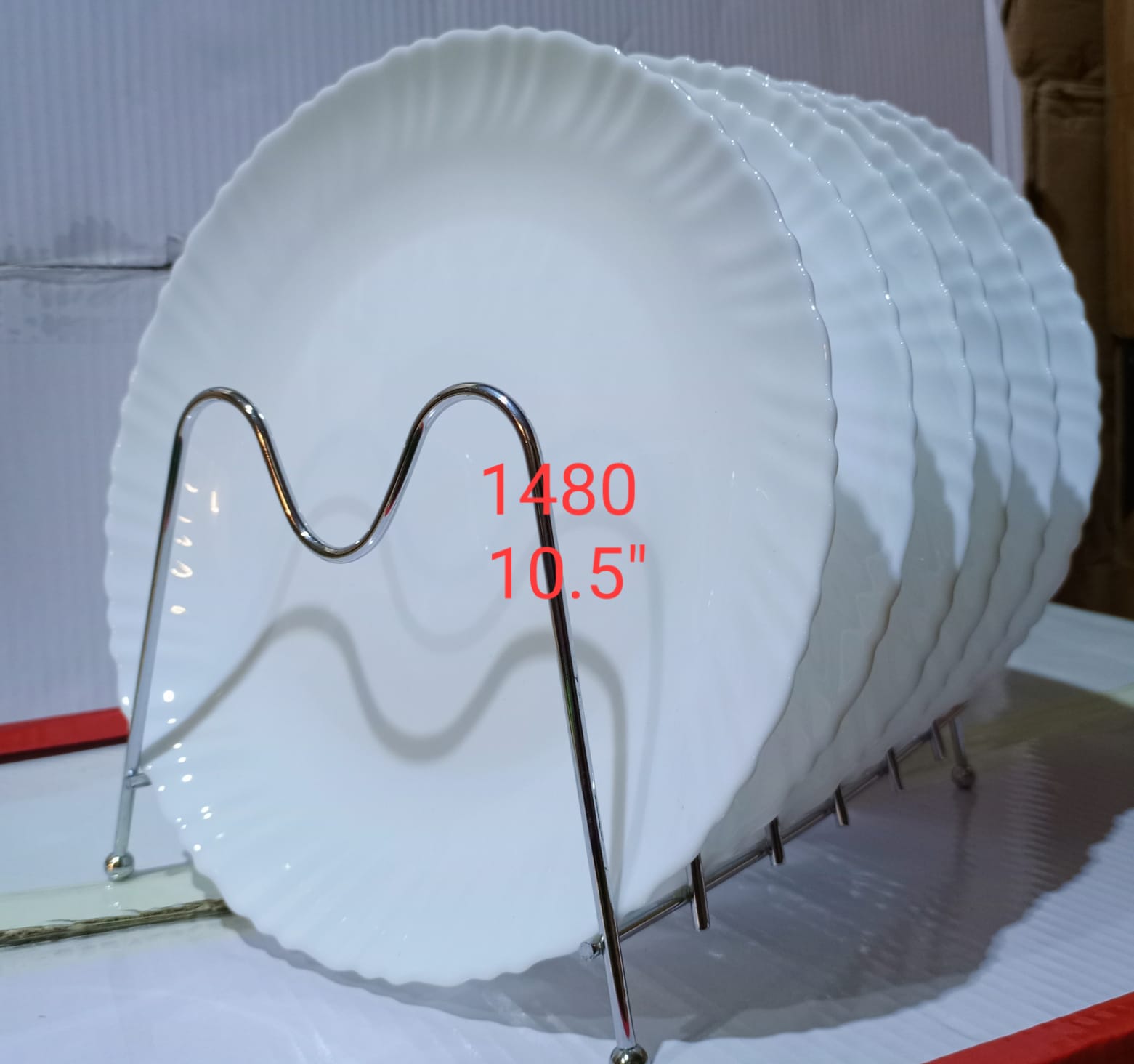 6Pcs of 10.5" Classique White Full Plates Rice Dinner Plates Set Extra Strong Light and portable Multiple use Easy to clean Microwave safe