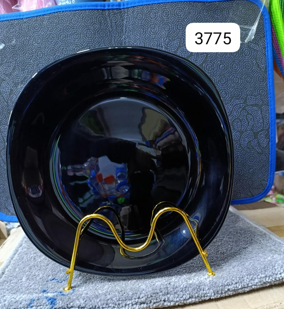 6Pcs of 11" Classique Black Full Plates Rice Dinner Plates Set Extra Strong Light and portable Multiple use Easy to clean Microwave safe