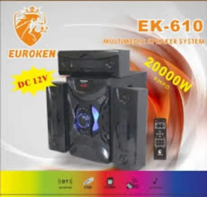 Euroken EK-610 20,000W PMPO OUTPUT  3.1CH Mini Home Theater  MULTIMEDIA WOOFER SYSTEM SPEAKERS SUBWOOFER   Audio Speaker System BLUETOOTH/FM/SD/USB With Remote Control