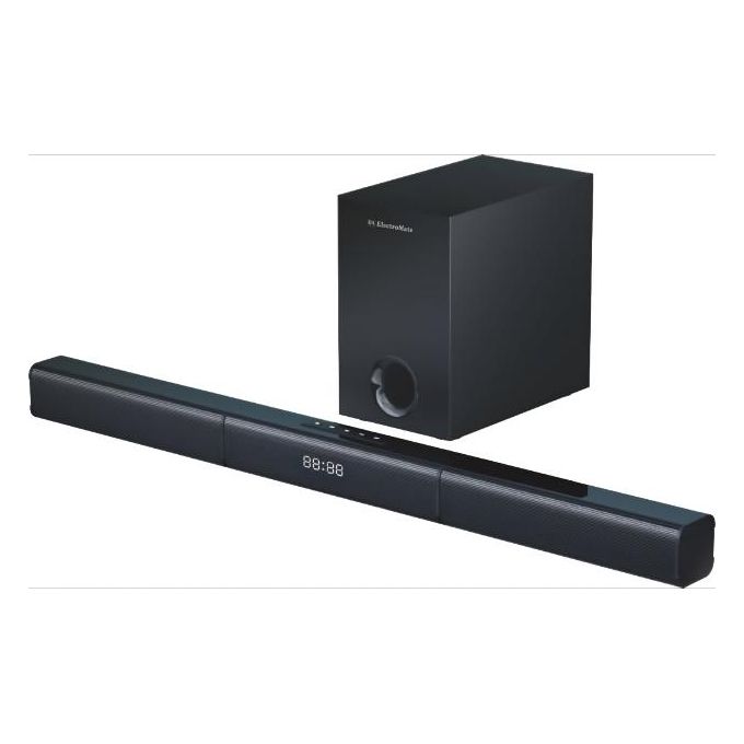 ElectroMate-SB02  SoundBar Speaker with Wired Subwoofer delivers an immersive home audio experience with deep bass and crystal-clear sound, perfect for movies, music, and gaming Sound Bar System