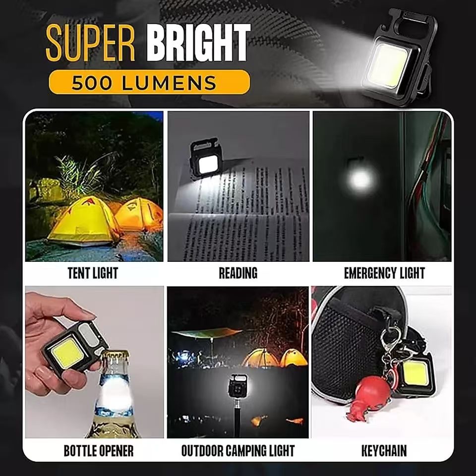 Super Bright MINI COB Keychain Flashlight Charging Lamp Led Keychain Camping Lights with Magnet 4 Lighting Modes  Outdoor Lighting For Camping Home