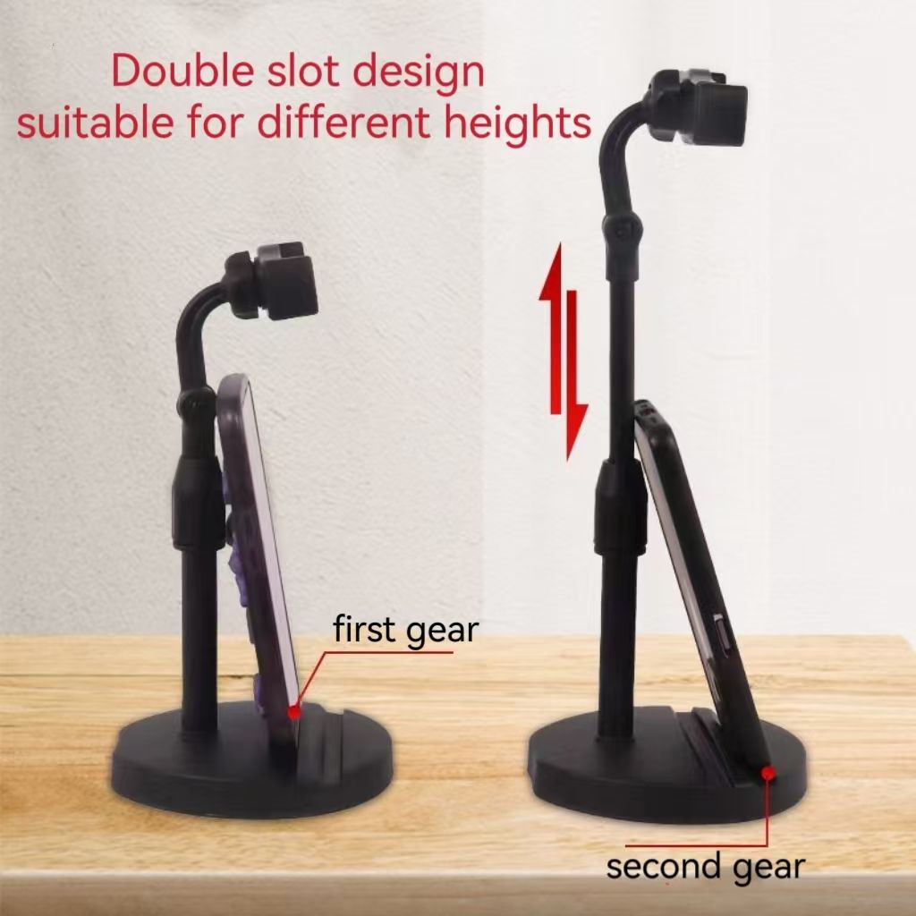 New Dual Slot Mobile Phone Stand For Live Streaming Live Broadcast Phone Holder Desk Table Stretchable Holder Table Mount For Cell Phones Support Holder