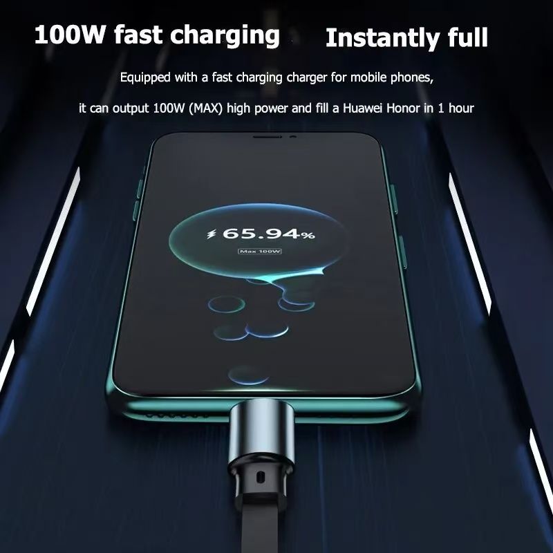 3 In 1 Retractable Usb 100W Cable Fast Charging And Data Micro Usb Type C Fast Charger Cable For iPhone Android Phone Xiaomi Huawei OPPO
