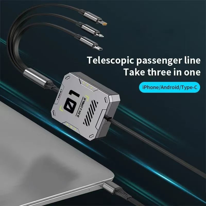 New 3 In 1 Retractable Fast Charging Cable High Quality Phone Data Cable Type C Usb 100w  For iphone Huawei Xiaomi Android Phones