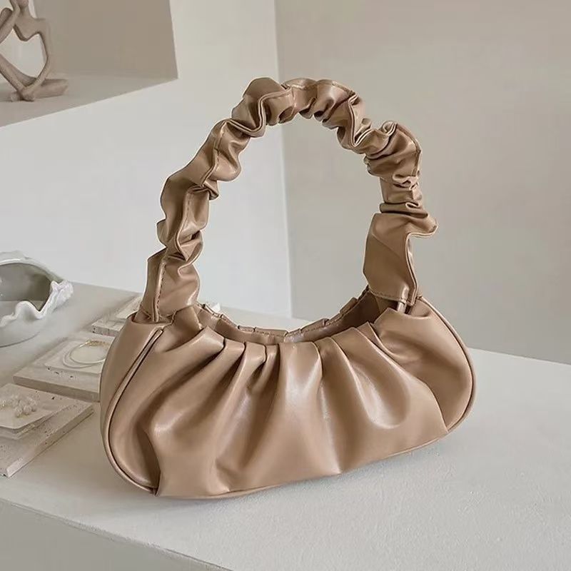 Fashion Pleated Handlebags Women PU Cloud Bags Leisure Armpit Bag Shopping Shoulder Bags Dumpling Handbag Female Hand Bags