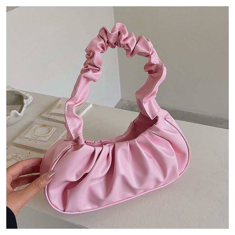 Fashion Pleated Handlebags Women PU Cloud Bags Leisure Armpit Bag Shopping Shoulder Bags Dumpling Handbag Female Hand Bags