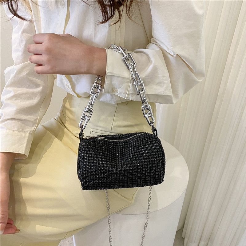 New Fancy Rhinestone Bucket Bag Diamond Design Small Handbags Messenger Bags Glitter Chain Prom Purse  Mini Crossbody Bags Party Bag