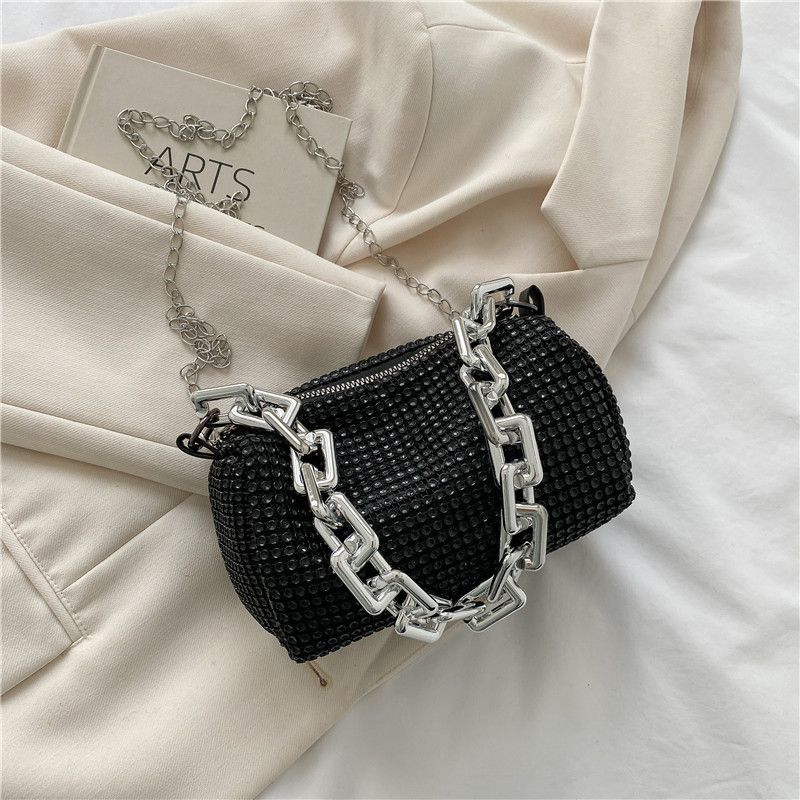 New Fancy Rhinestone Bucket Bag Diamond Design Small Handbags Messenger Bags Glitter Chain Prom Purse  Mini Crossbody Bags Party Bag