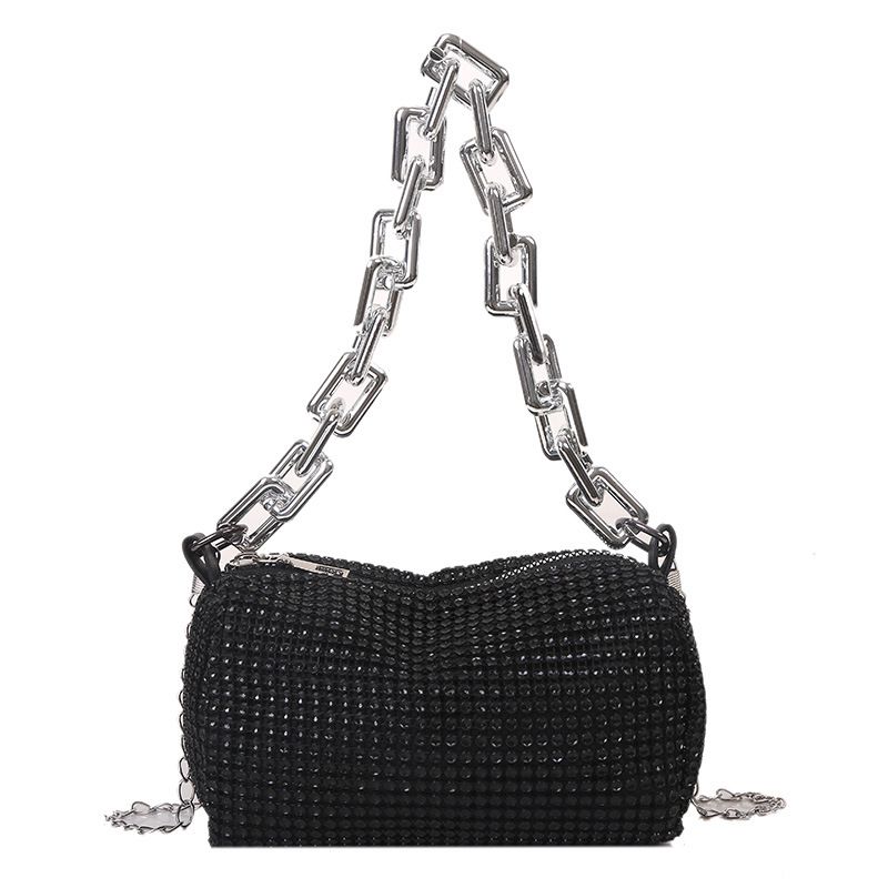 New Fancy Rhinestone Bucket Bag Diamond Design Small Handbags Messenger Bags Glitter Chain Prom Purse  Mini Crossbody Bags Party Bag