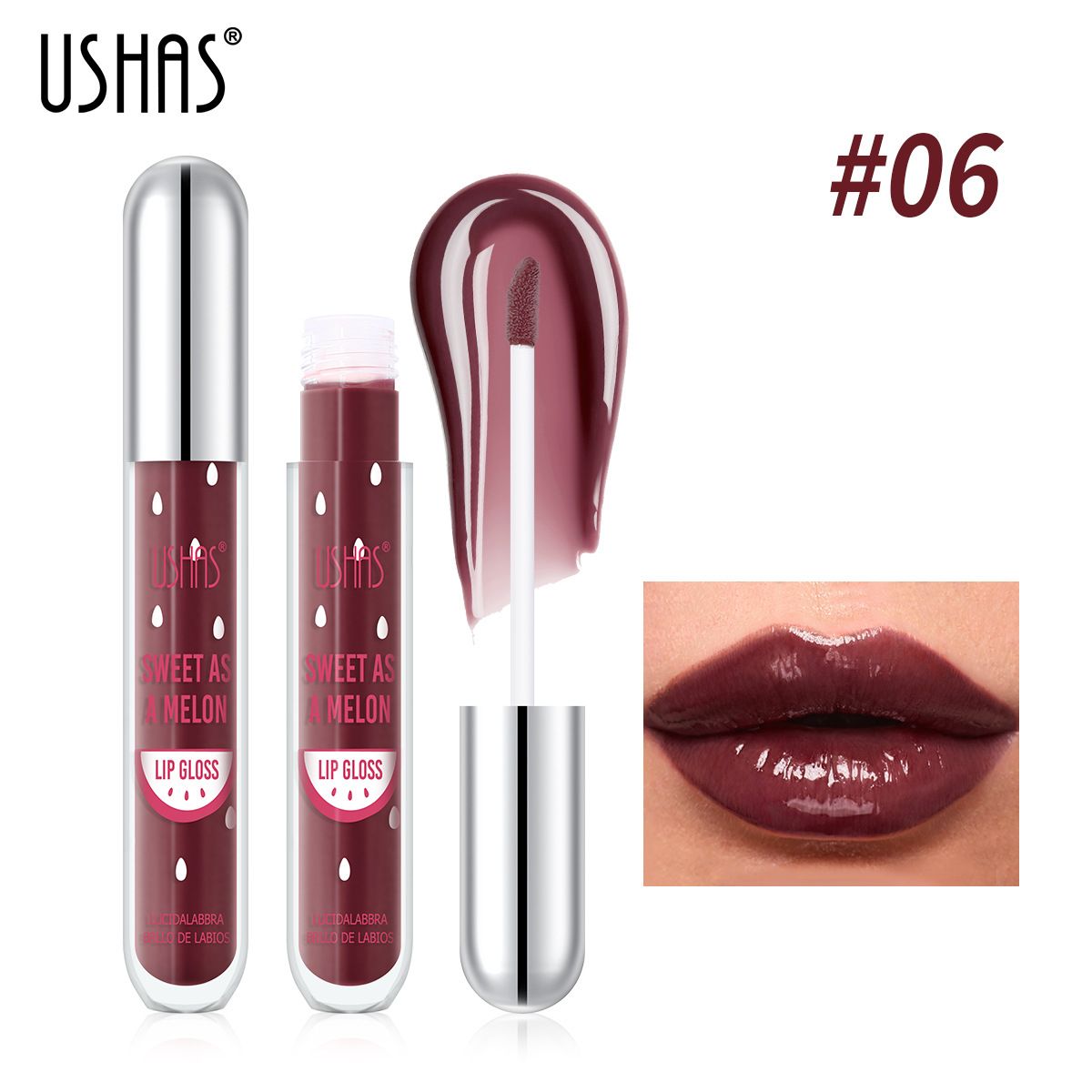 USHAS Lip Gloss Glitter Long-lasting Moisturizing Liquid Cosmetics Festival Gift Lipsticks Makeup