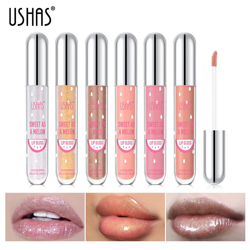 USHAS Lip Gloss Glitter Long-lasting Moisturizing Liquid Cosmetics Festival Gift Lipsticks Makeup